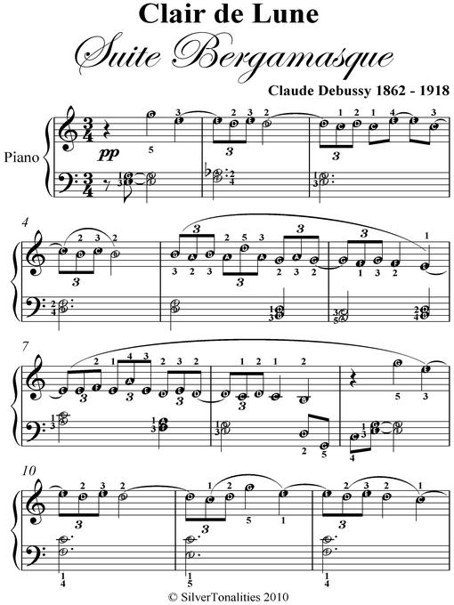 Title details for Clair de Lune Easy Elementary Piano Sheet Music by Claude Debussy - Wait list